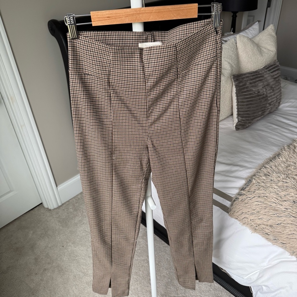 Favorite Daughter The Suits You High Waist Slit Hem Leggings- Black/ Camel Plaid - Picture 3 of 8